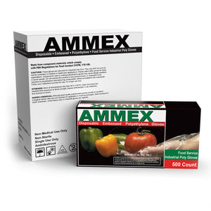 AMMEX POWDER FREE POLY GLOVES 500CT-250 PAIRS - Florida Mask Supply