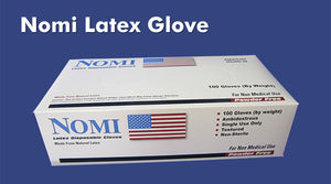 NOMI POWDER FREE DISPOSABLE LATEX GLOVES 100CT-50 PAIRS - Florida Mask Supply