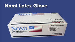 NOMI POWDER FREE DISPOSABLE LATEX GLOVES 100CT-50 PAIRS - Florida Mask Supply