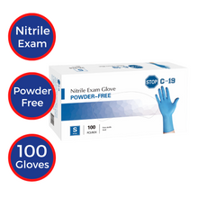 Load image into Gallery viewer, STOP C-19 POWDER FREE BLUE NITRILE EXAM GLOVES 100CT-50 PAIRS Florida Mask Supply Wholesale Cheap Deals
